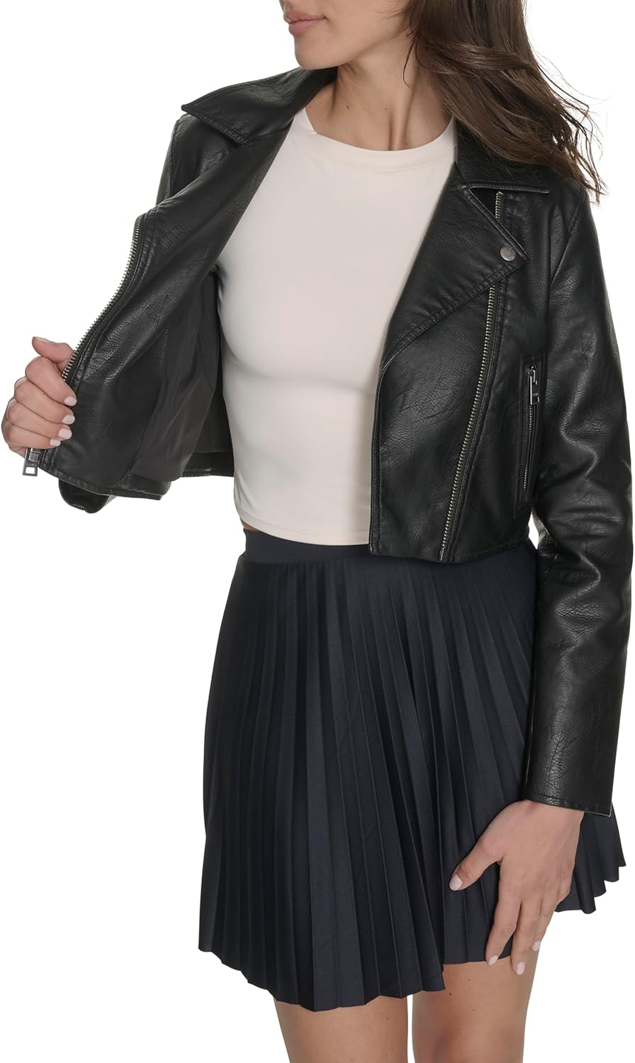 Levi's Women's Cropped Faux Leather Moto Jacket - Image 6