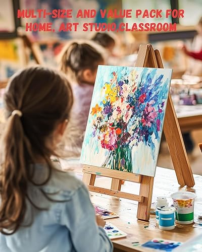 Miniatura 10 de Lienzos para pintar, paquete de 32 paneles de lienzo de pintura artística, tableros de 5 x 7, 8 x 10, 9 x 12, 11 x 14 pulgadas, 100% algodón, lienzo