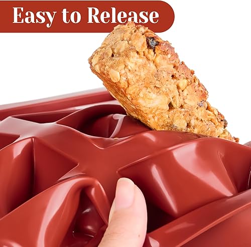 Miniatura 4 de Paquete de 2 moldes de barra de granola de silicona, molde de barra de proteína rectangular de 12 cavidades, moldes de silicona para hornear,