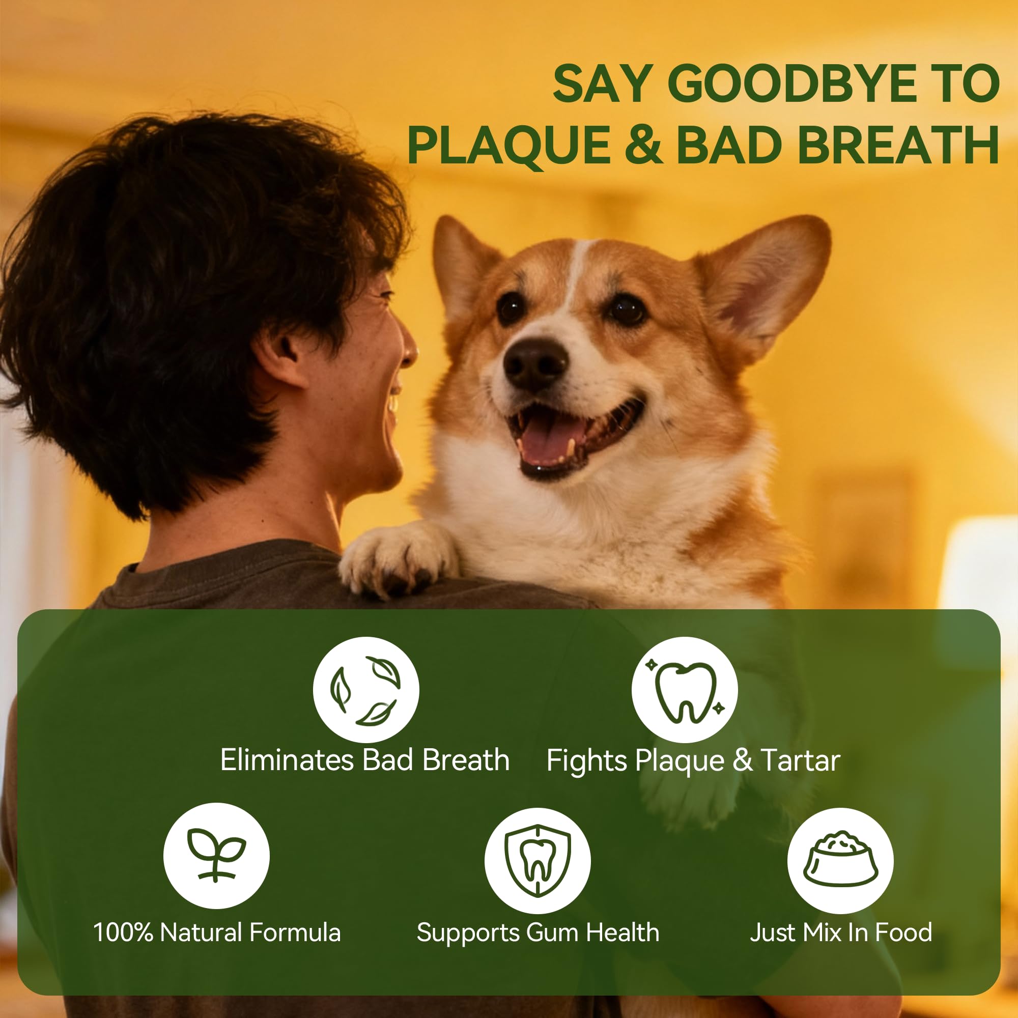 Dog Dental Powder for Plaque and Tartar Support - No Brushing Teeth Cleaning Powder with Probiotics & Natural Kelp | Fresh Breath Dog Oral Care for All Breeds | 1.76oz (50g) - image 7