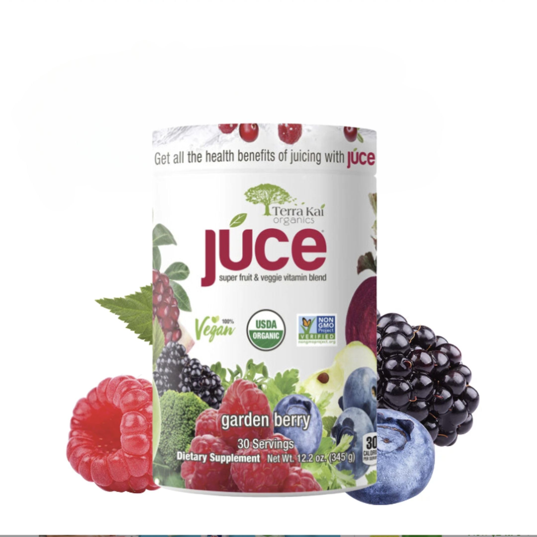 Terra-Kai Organics Juce Super Fruit and Veggie Blend Drink, 12.2-Ounce Garden Berry, 30 Servings (pack 1)