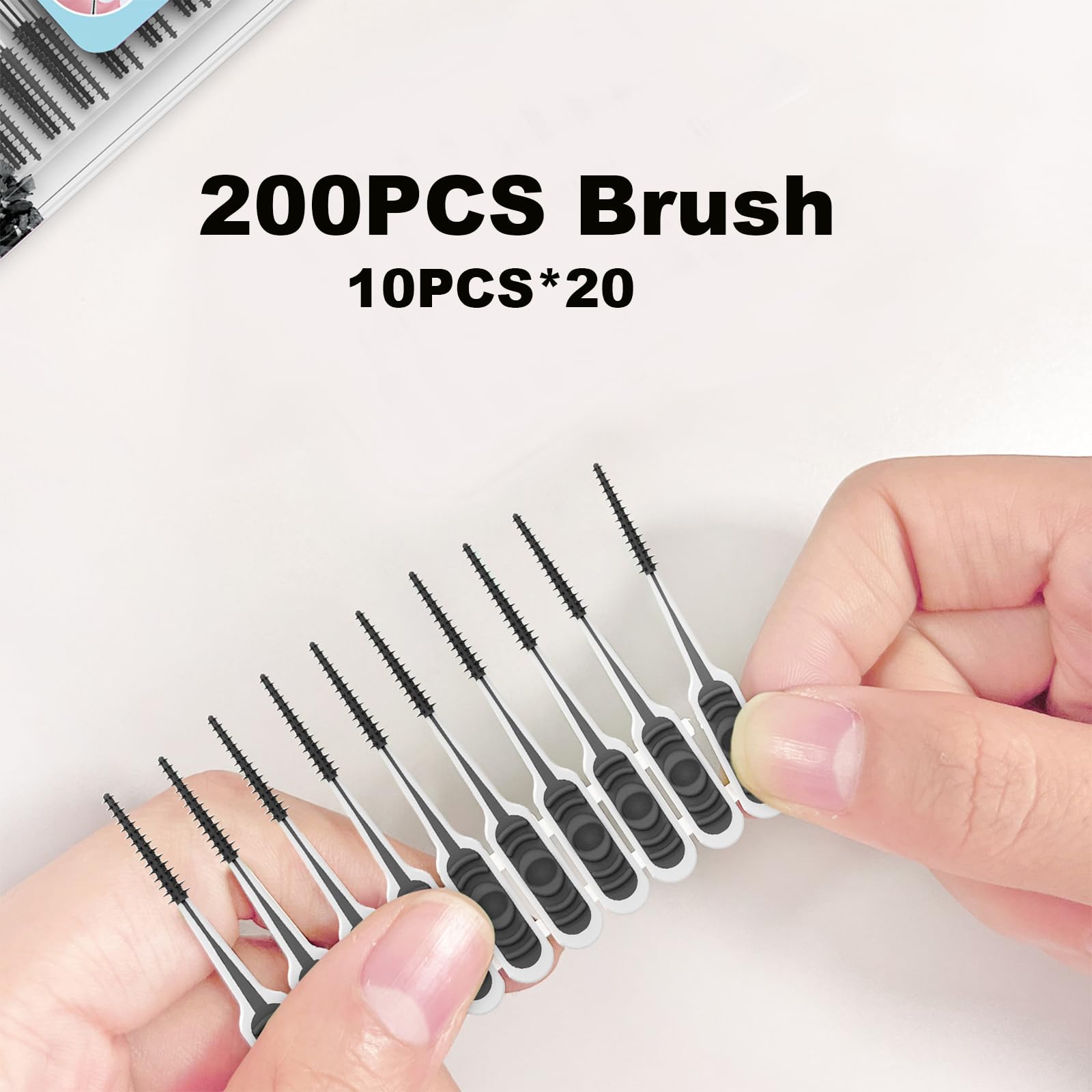 200 cepillos interdentales con mango de goma suave, púas dentales desechables para limpieza de dientes, púas dentales con práctica funda de polipropileno (verde)