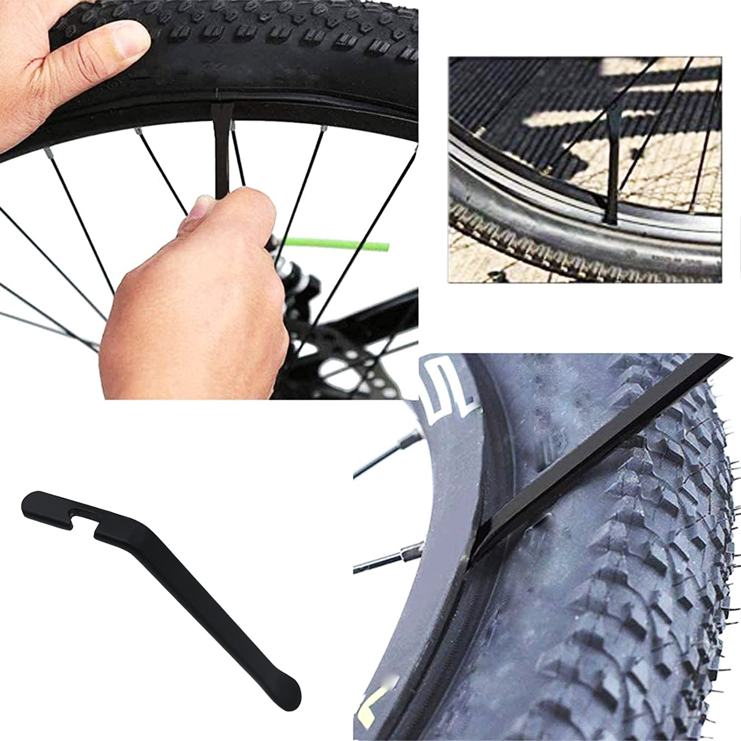 CTRICALVER Leva Copertoni Bici, 3pcs Acciaio al Carbonio levagomme E plastica di Nylon levagomme, per Riparazione, per Rimozione e Ricambio degli Pneumatici di Bici