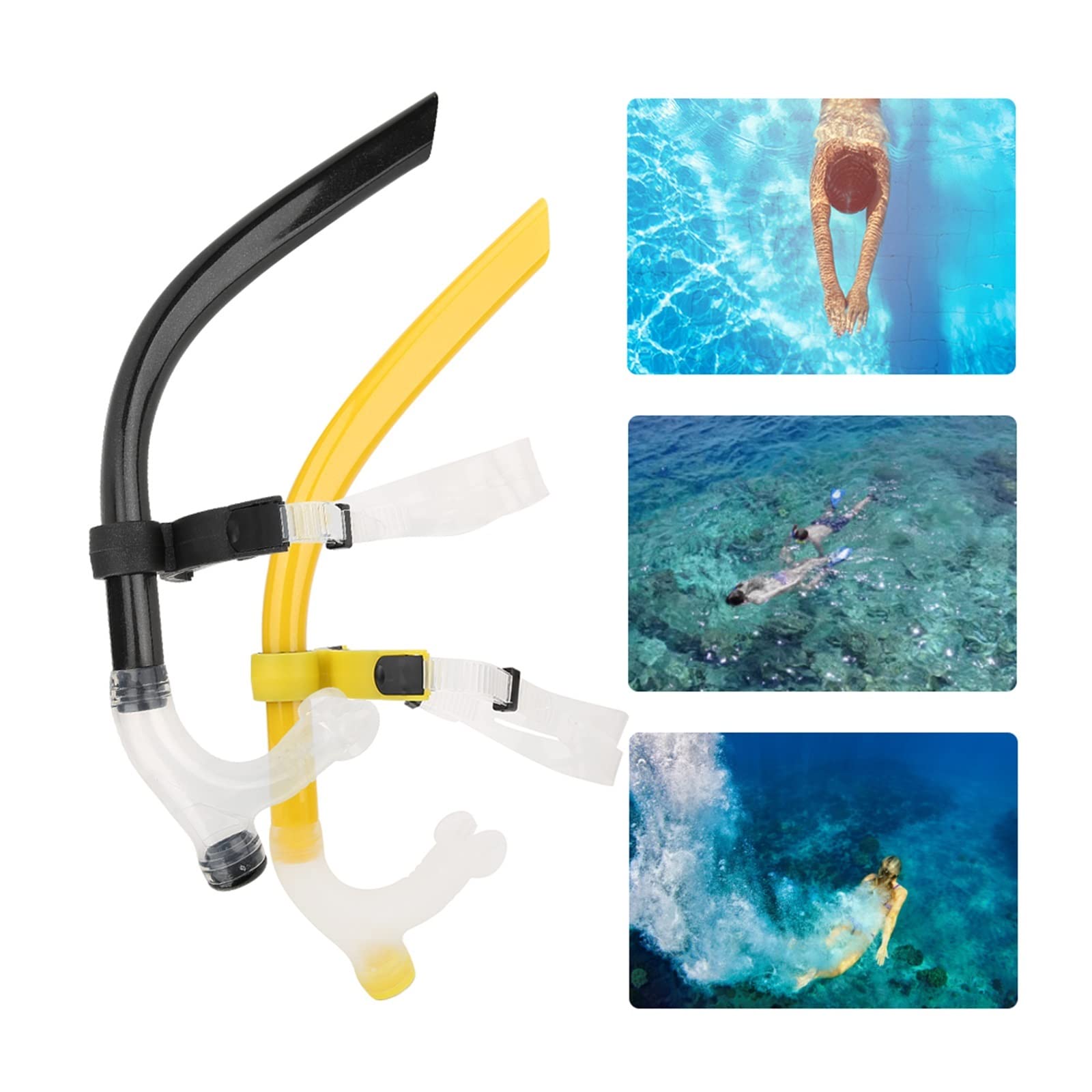AMAZWI Buceo Snorkel Tubo del Snorkel Delantero Silicona Completa Tubo de respiración submarina Seca con válvula Fija for la práctica de natación Buceo para Actividades de Buceo y Snorkel