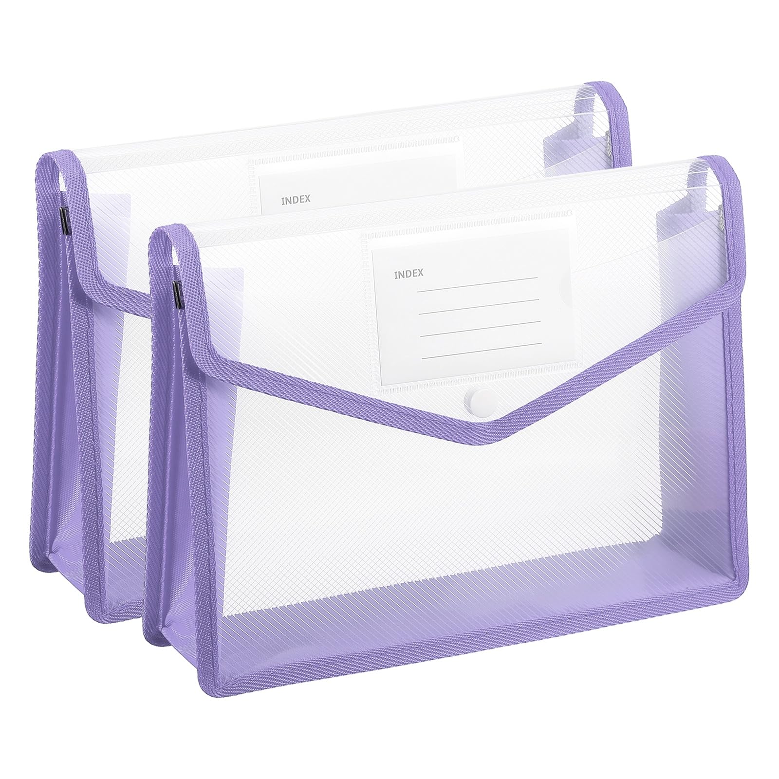 PATIKIL Plastic Expanding File Folders, 2 Pack B5 File Folder Envelopes Letter Size Document Organizer Supplies with Snap Closure for Classroom Office, Purple, Horizontal