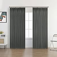 Vista 22 de MUMFAS Cortina plisada opaca de lino con aislamiento térmico para oscurecer la habitación, panel de tratamiento de ventana para dormitorio, puerta