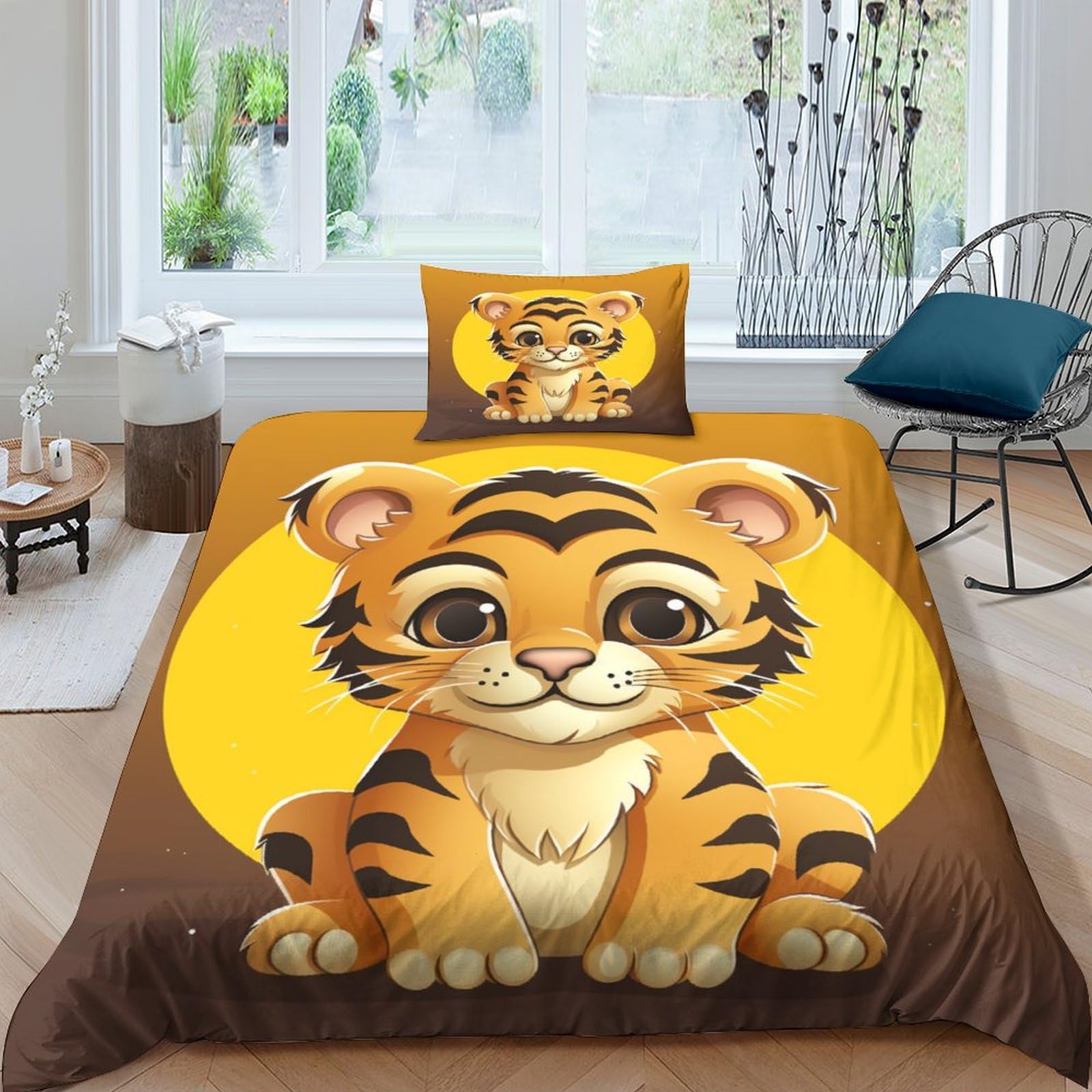 Housse de couette tigre microfibre respirante et ultra douce