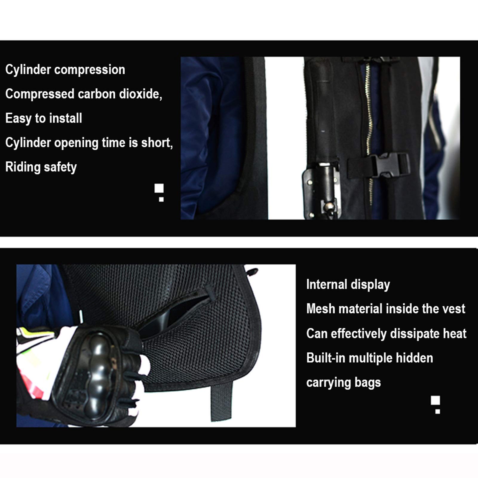 Chaleco Protector De Airbag Chaleco De Moto Con Airbag Gran Cinta Reflectante En La Parte Posterior Del Pecho. Adecuado Para Hombres Y Mujeres Adultos. Ciclismo, Equitación, Deportes Al Aire Libre