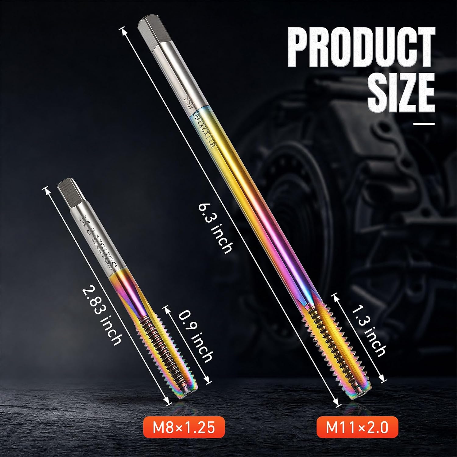 Thread Cleaning Tap Kit,M11×2.0&M8×1.25,O2 Sensor&Spark Plug Thread Chaser