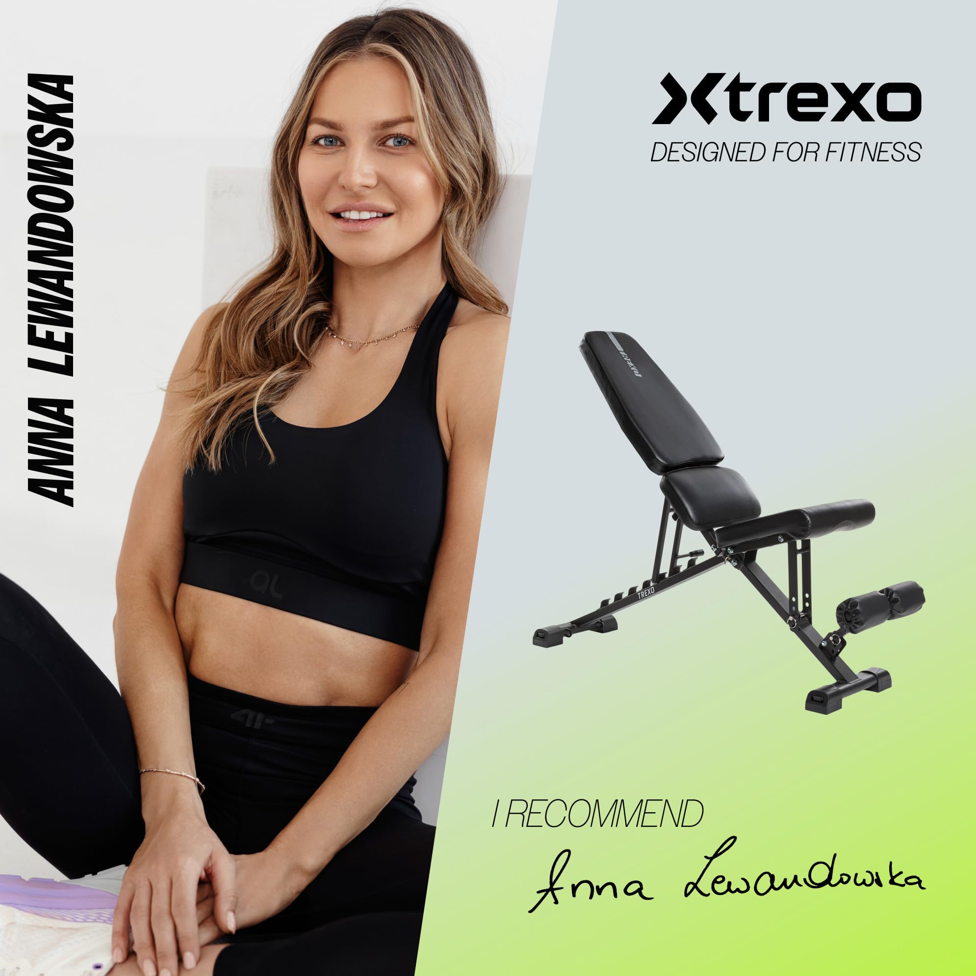 TREXO Panca regolabile | Panca multifunzione regolabile per allenamento a tutto il corpo, panca inclinata per casa fino a 150/300 kg | Struttura in acciaio | Allenamento di forza, Fitness | Nero