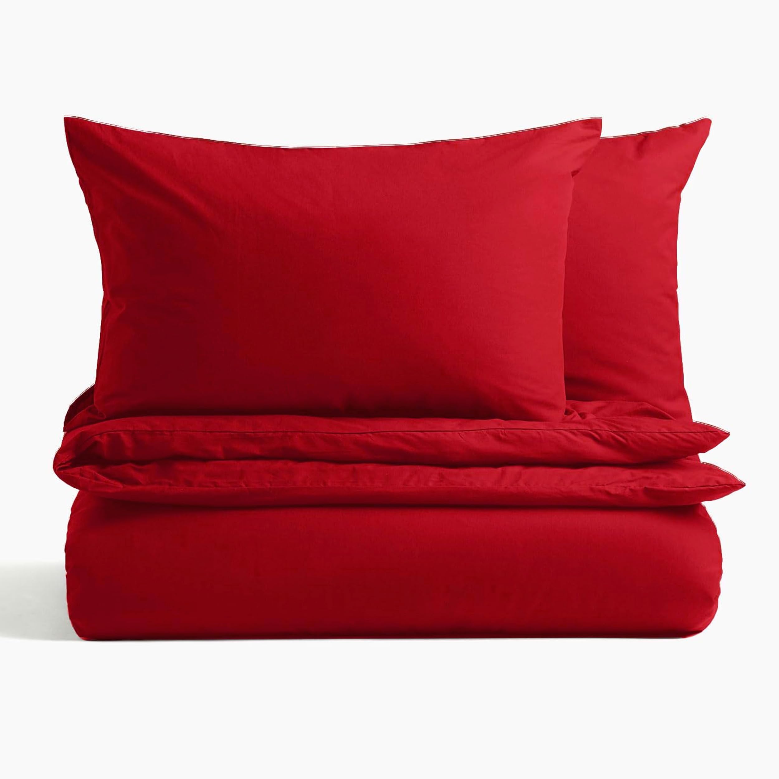 MAGNA COLLECTION Double Duvet Cover Set - Hotel Quality Double Bedding Set (200x200cm) with Matching Pillowcases - Soft Brushed Microfibre Polyester Double Duvet Cover (Red, Double)