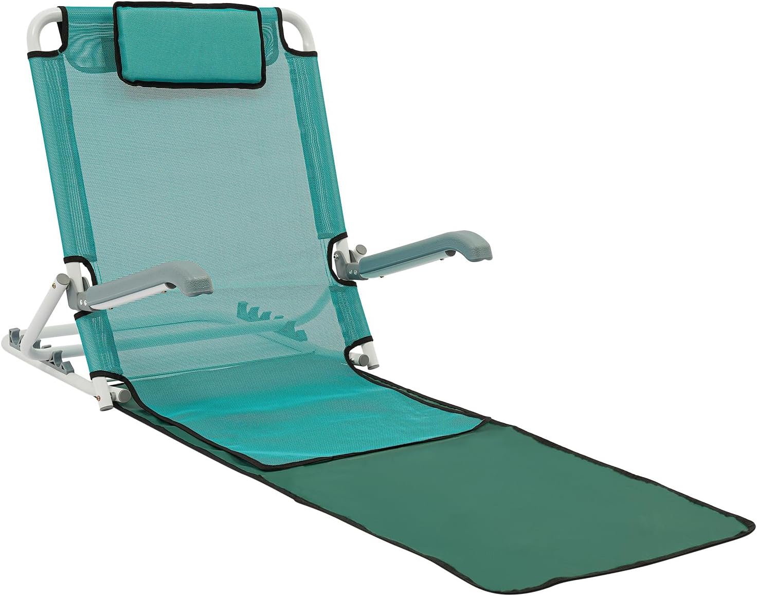 Adjustable Bed Backrest Support with Armrest Breathable Fabric, Foldable Sit-up Nursing Backrest for Neck Head Lumbar Support Patient Care Bed Chair, 20-75°(Five-Gear Adjustable) (Lake Blue)