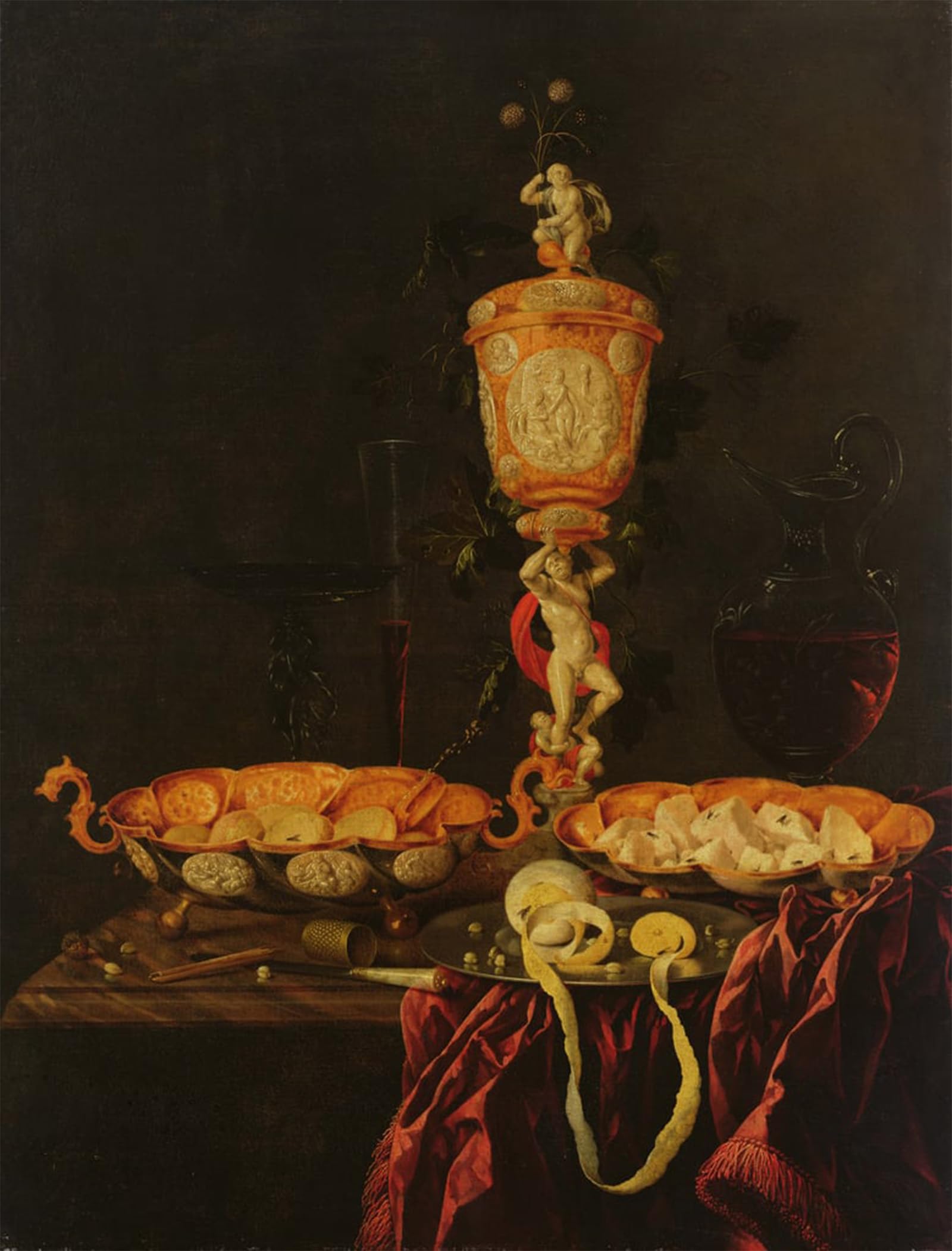 ARTXLXXBN Famous Art Print Poster Vintage Wall Art Still Life with a Goblet by Johann Georg Hinz Canvas Art Poster for Home Decor 60x90cm