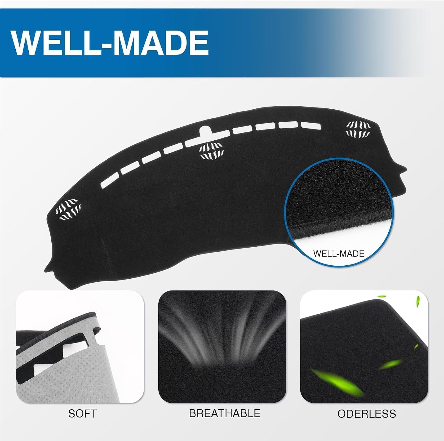 KUST Black Dash Cover for Dodge Challenger 2015-2022 2023 2024 Left Hand Driving Non-Slip Dashboard Cover Interior Accessories for Dodge Challenger Custom Fit Dash Mat Sunshade No Glare