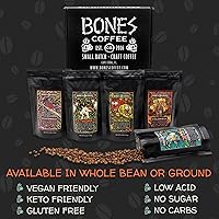 Vista 3 de Bones Coffee Company NUEVO Paquete de muestra World Tour, café saborizado de origen único, granos arábica de tostado medio, regalos de café