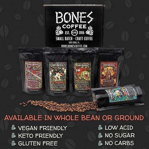 Miniatura 2 de Bones Coffee Company NEW World Tour Bundle - Granos de café enteros  Juego de caja de regalo con taza de café especializada  Paquete de 5 cafés