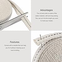 Vista 3 de MECCANIXITY Mecha de lámpara de aceite de 1/2 pulgada de ancho plano de 6.5 pies de algodón con puntada negra para iluminación de quemador