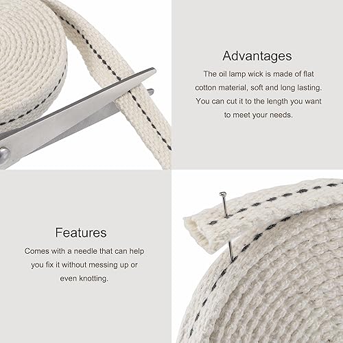 Miniatura 3 de MECCANIXITY Kit de mecha para lámpara de aceite, 1/2 pulgada, 5/8 pulgadas, 3/4 pulgadas, 7/8 pulgadas, plano de ancho, 6.5 pies, linternas de