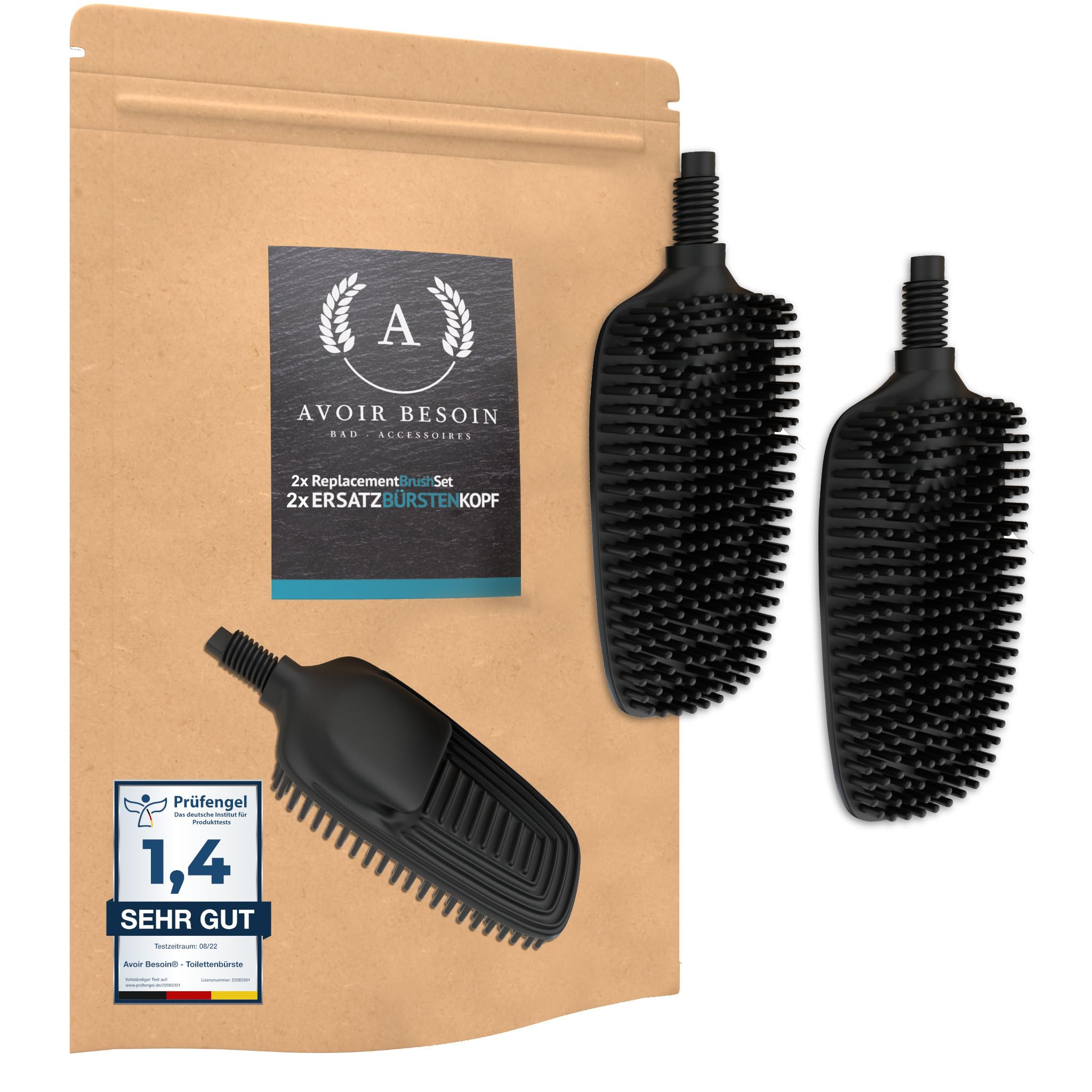 Avoir Besoin 2 x Flexible Silicone Toilet Brushes, Replacement Brush Head with Lotus Principle