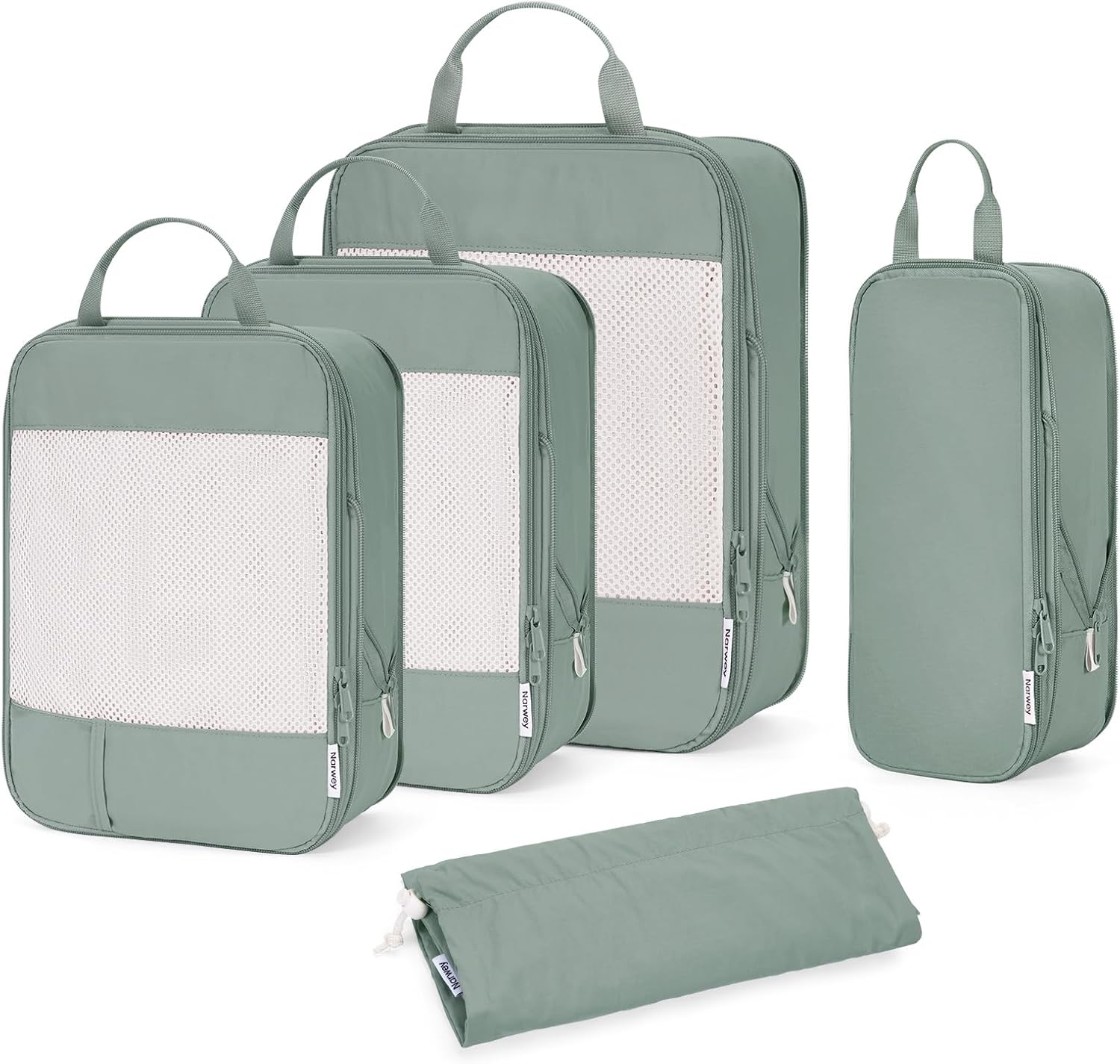 Narwey 5 Set Compression Packing Cubes for Suitcases and Backpack, Suitcase Organiser Bags Travel Packing Cubes for Carry on Hand Luggage Travel Essentials Bag (Green) Narwey 5 Set Compression Packing Cubes for Suitcases and Backpack, Suitcase Organiser Bags Travel Packing Cubes for Carry on Hand Luggage Travel Essentials Bag (Green)