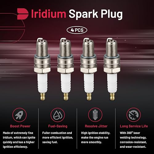 Miniatura 12 de BDFHYK Juego de 4 bujías de iridio compatibles con CL EL Integra 200 Sebring Avenger Caliber Journey Accord Civic Odyssey Compass Soul Spectra B2600