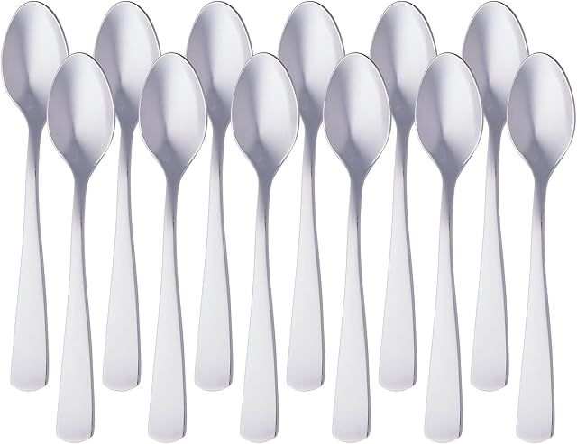 Amazon Basics Stainless Steel Coffee Spoon with Square Edge, Pack of 12