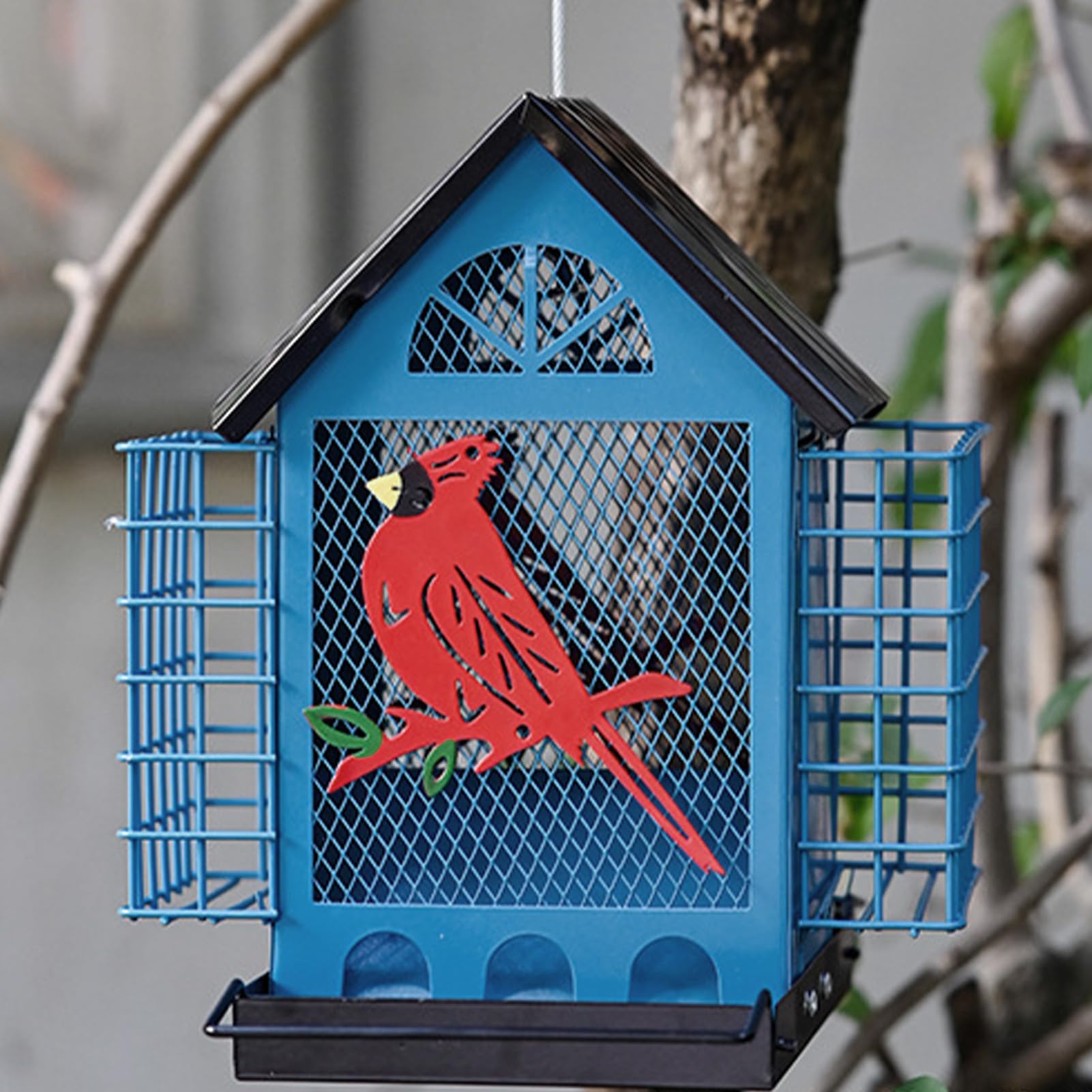 Distributeur de Nourriture pour Oiseaux avec Deux Cages à Graisse Résistant