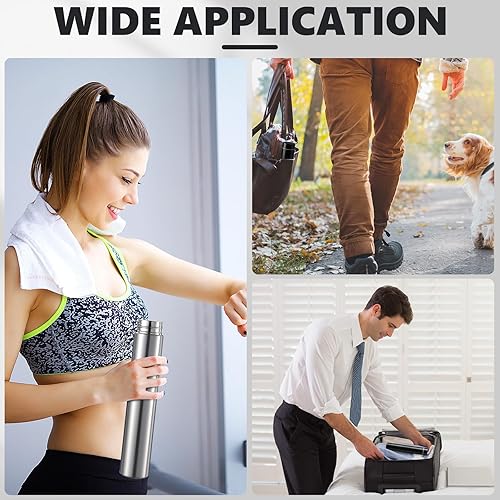 Miniatura 6 de Vesici Botella de agua delgada de 8.8 onzas, pequeña bolsa de acero inoxidable, botellas de agua aisladas compactas, mochila de viaje, botella de
