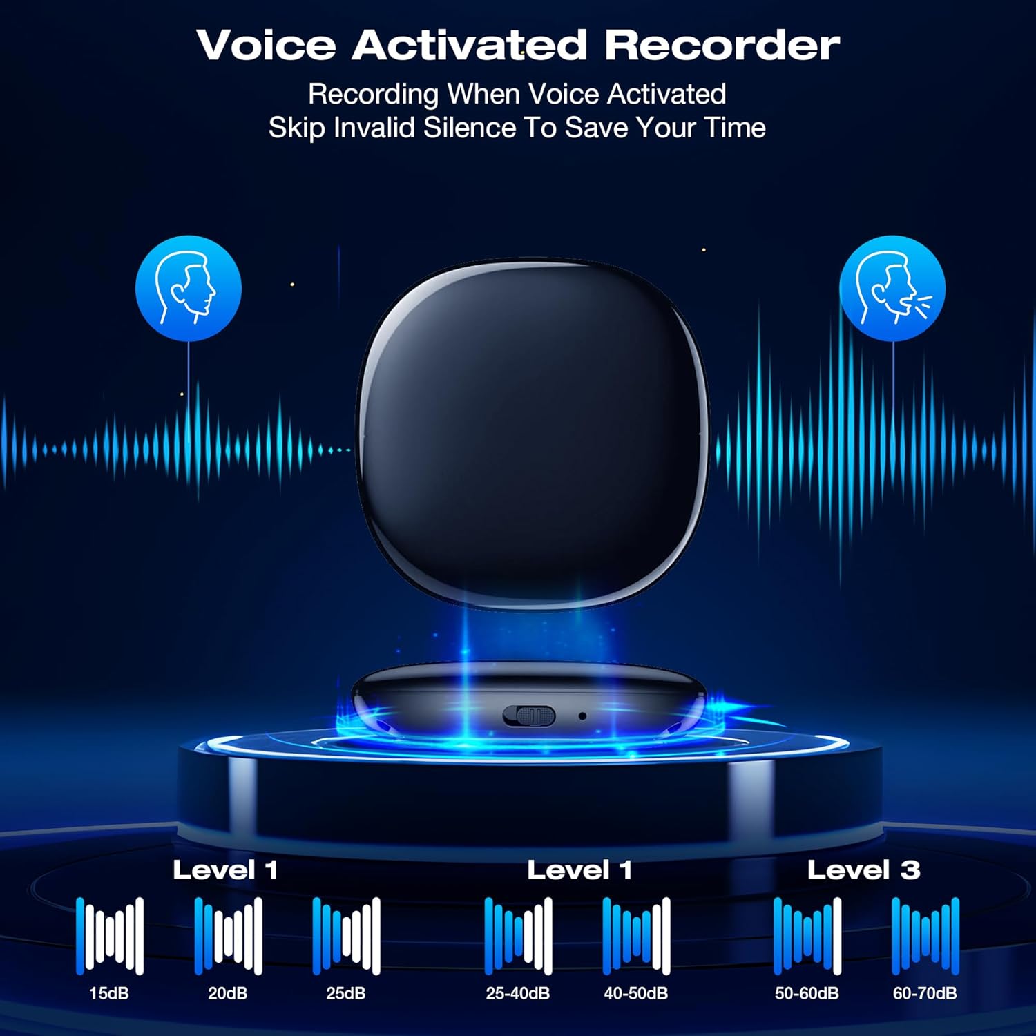 YKLG Voice Activated Recorder,128gb Mini Voice Recorder with Noise Reduction, Portable Digital Voice Recorder for Students/Creatives/Meetings/Travel/Business/Learning/Education/Interviews/Diary