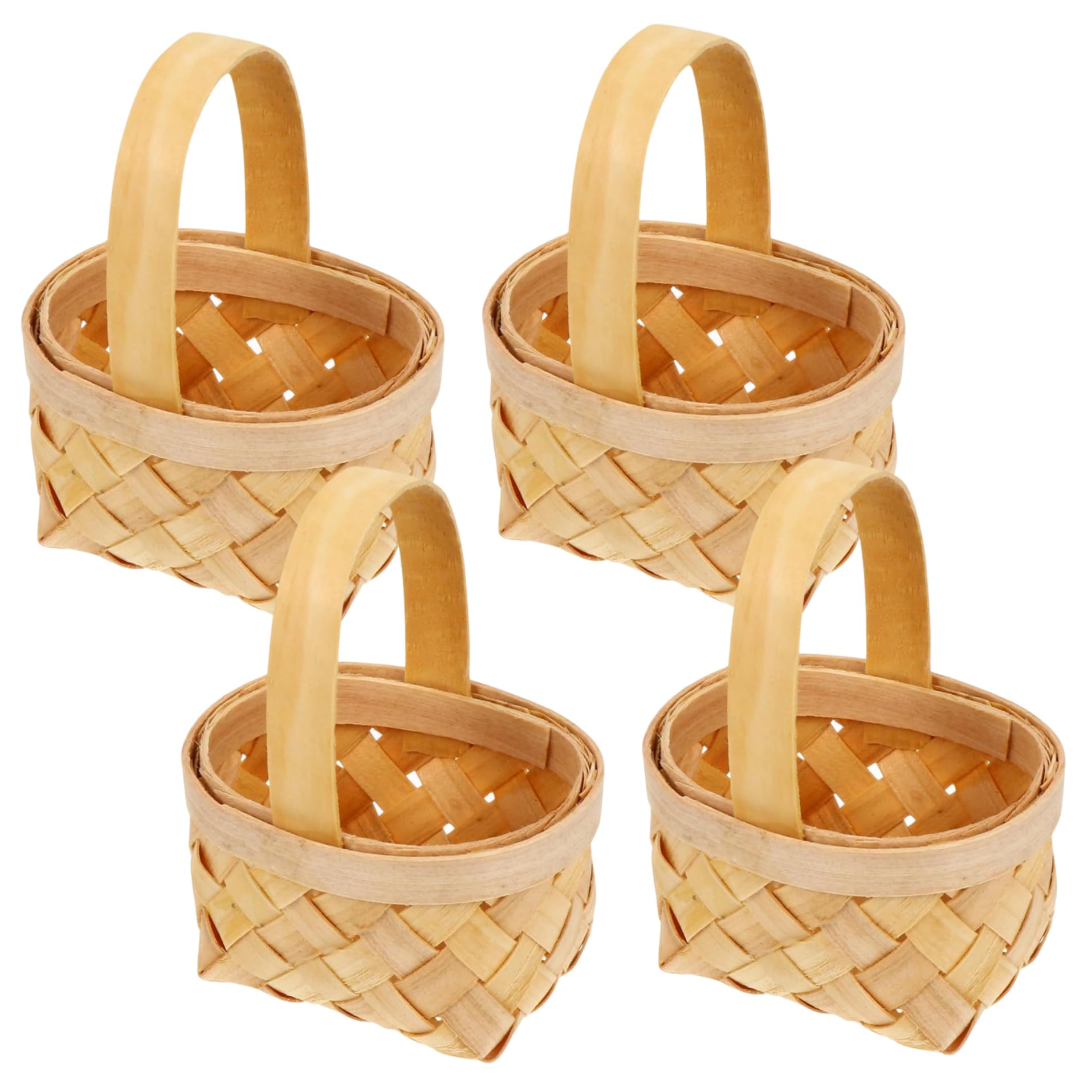 Cestini per damigelle per matrimonio, 4 pezzi di cestini intrecciati a mano contenitori per caramelle per bambini, mini cestino da picnic piccolo cestino intrecciato con manico, cestino di vimini con