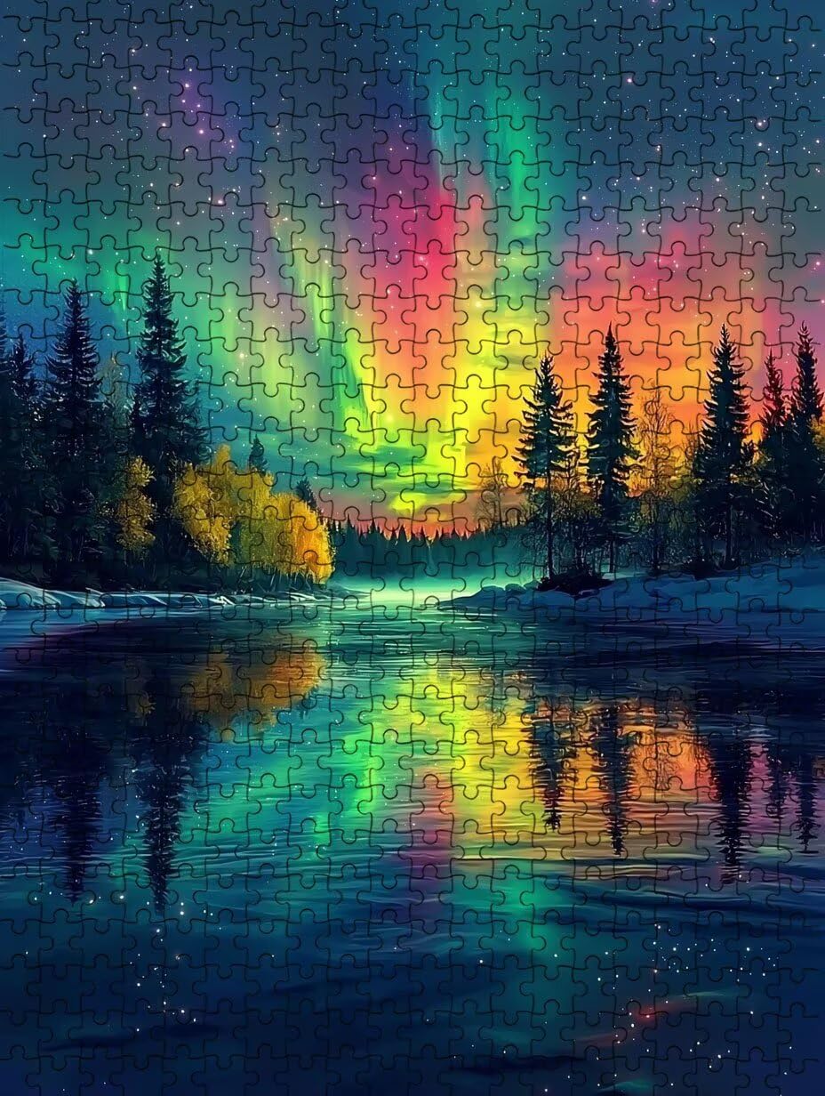 Puzzle 3000 elementów, puzzle dla dorosłych las aurora artystyczne puzzle, gra puzzli, drewniane układanki, niemożliwe klasyczne układanki, do gry edukacyjnej wyzwanie zabawki, układanki rodzinne
