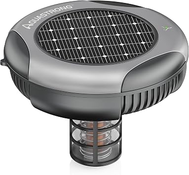 AQUASTRONG Solar Powered Pool Care System with 19.9 oz Copper Anode, 2W Solar Panel, Floating Design for Above Ground & Inground Pools up to 50,000 Gallons, Compatible with Multiple Pool Types