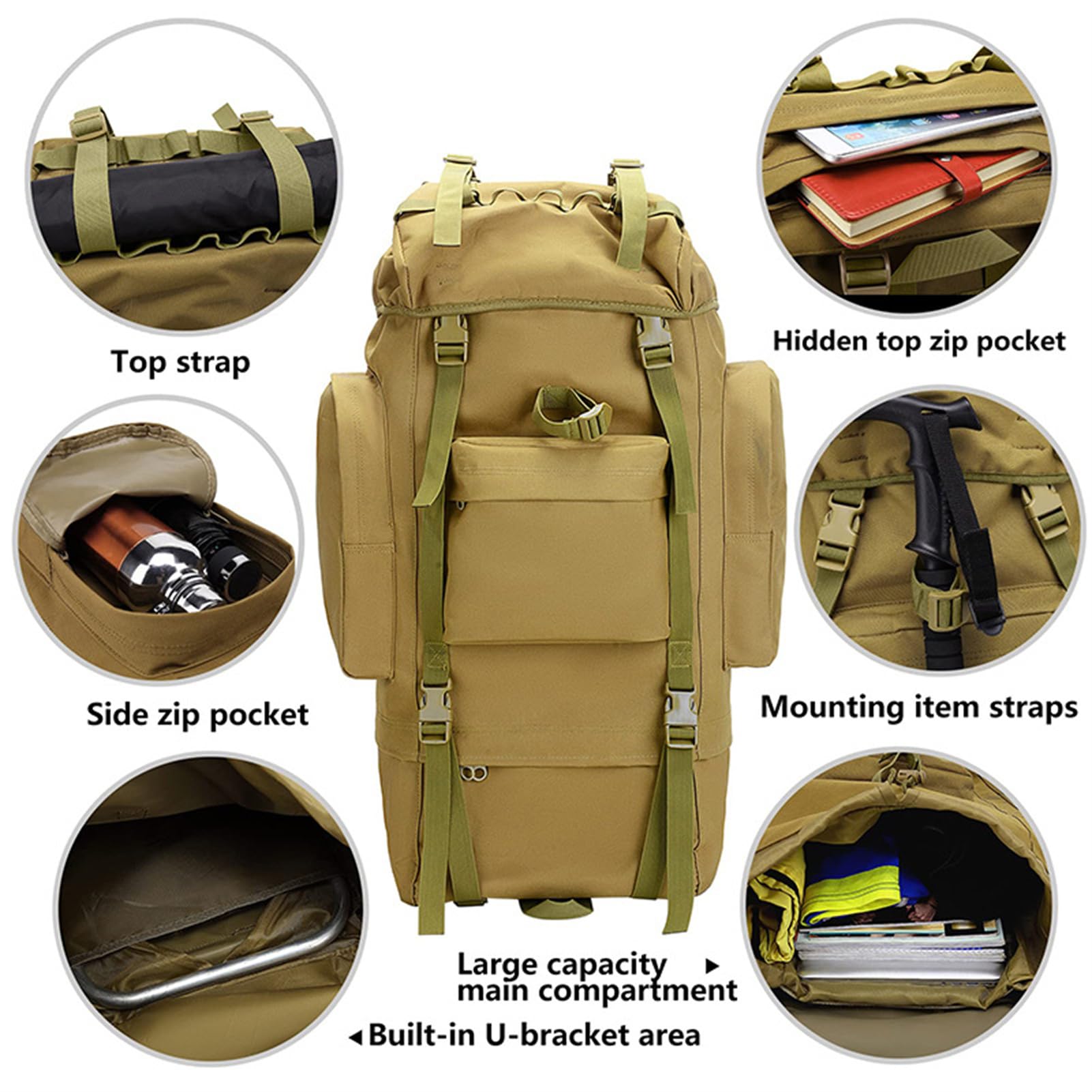 Trekkingrucksack Mit Innenrahmen 100L Wasserdicht Wanderrucksack Herren Damen Leicht Reiserucksack Großer Rucksack für Outdoor Reisen Camping Trekking Bergsteigen