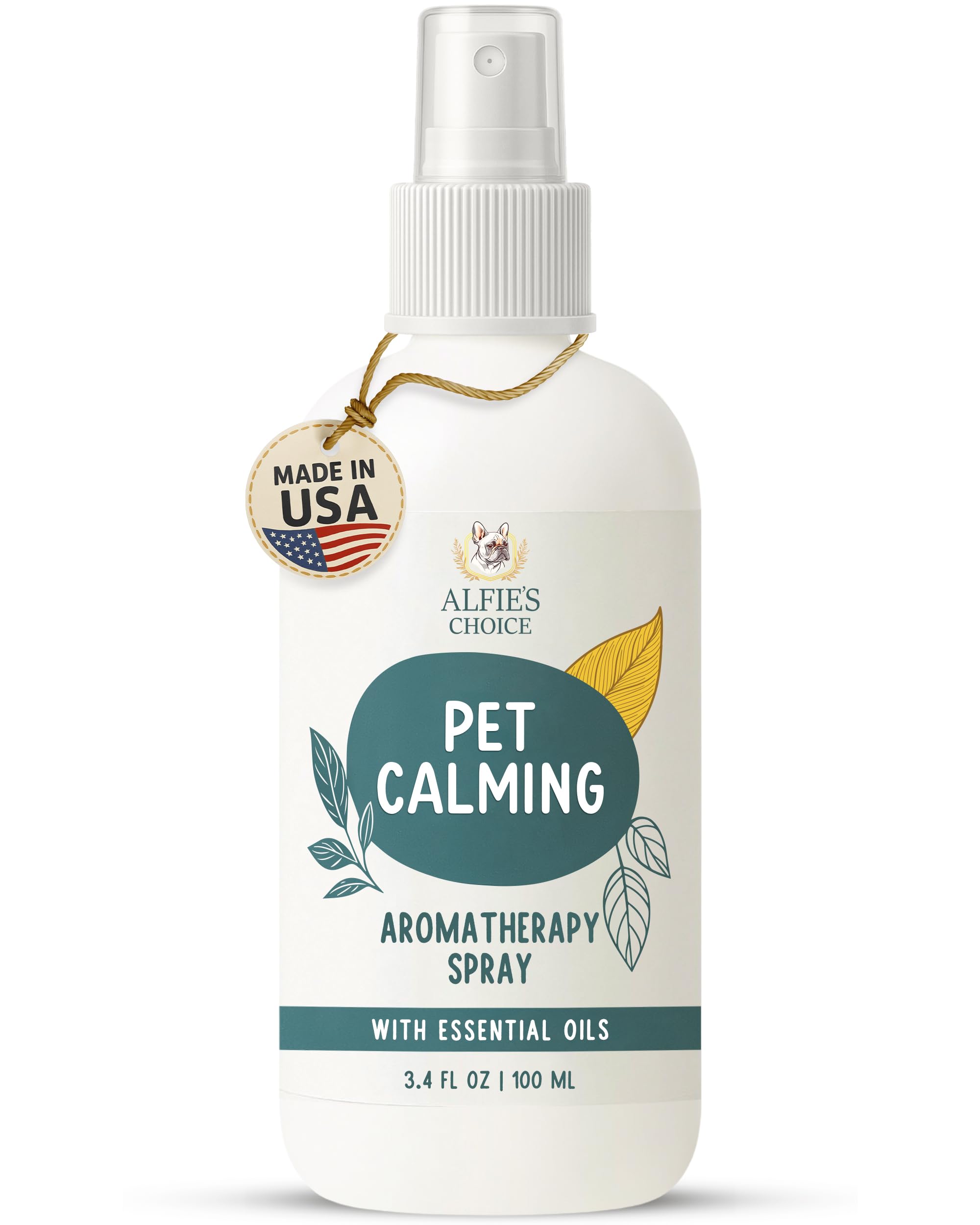 Pet Calming Aromatherapy Spray for Dogs |3.4 fl oz Travel Size | Lavender & Valerian Aromatherapy Mist | for Crate, Car & Vet Visit Comfort | Made in USA