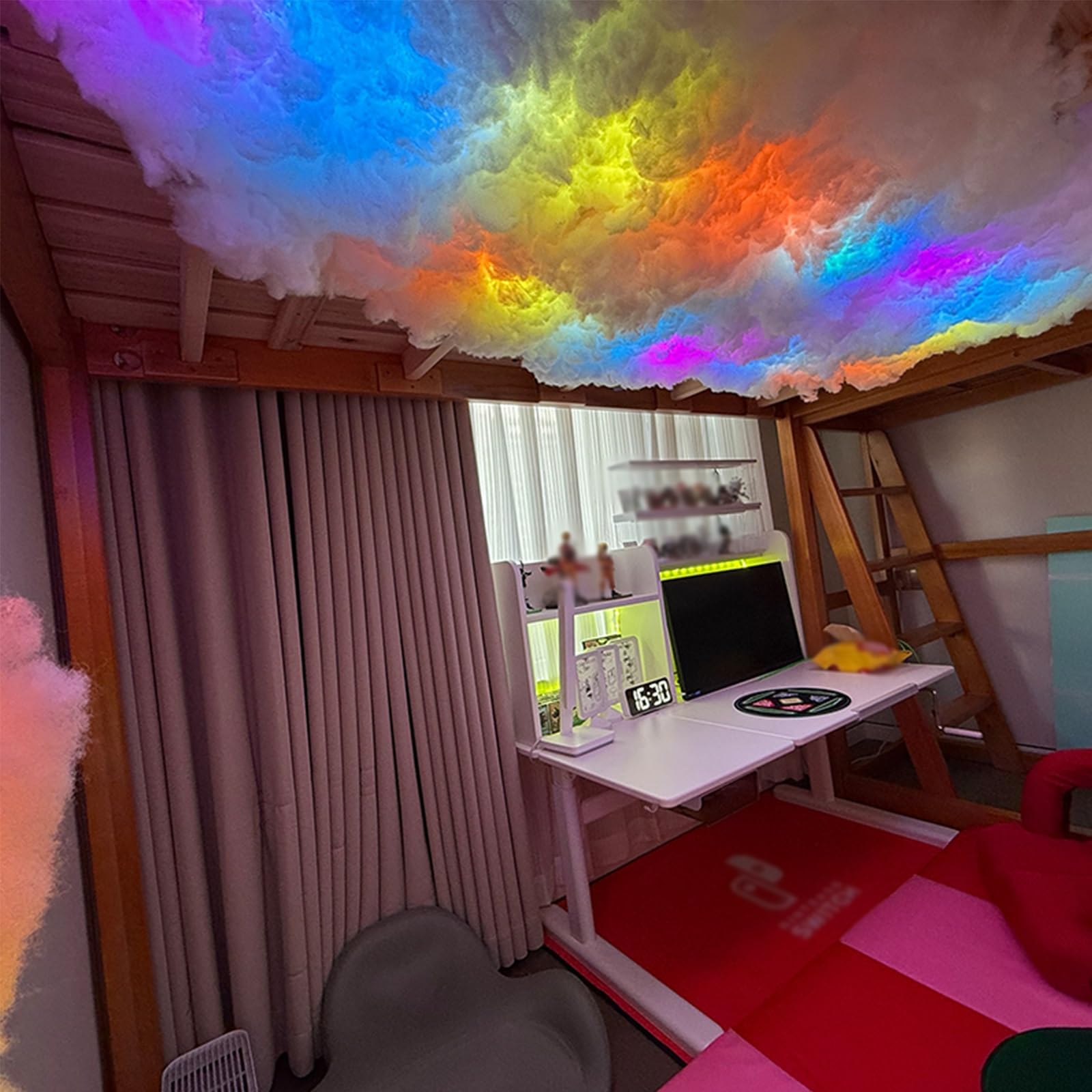 Inteligentna lampa sufitowa LED ThunderCloud 3D z atmosferą RGB do pokoju gier, sypialni, baru, dekoracja