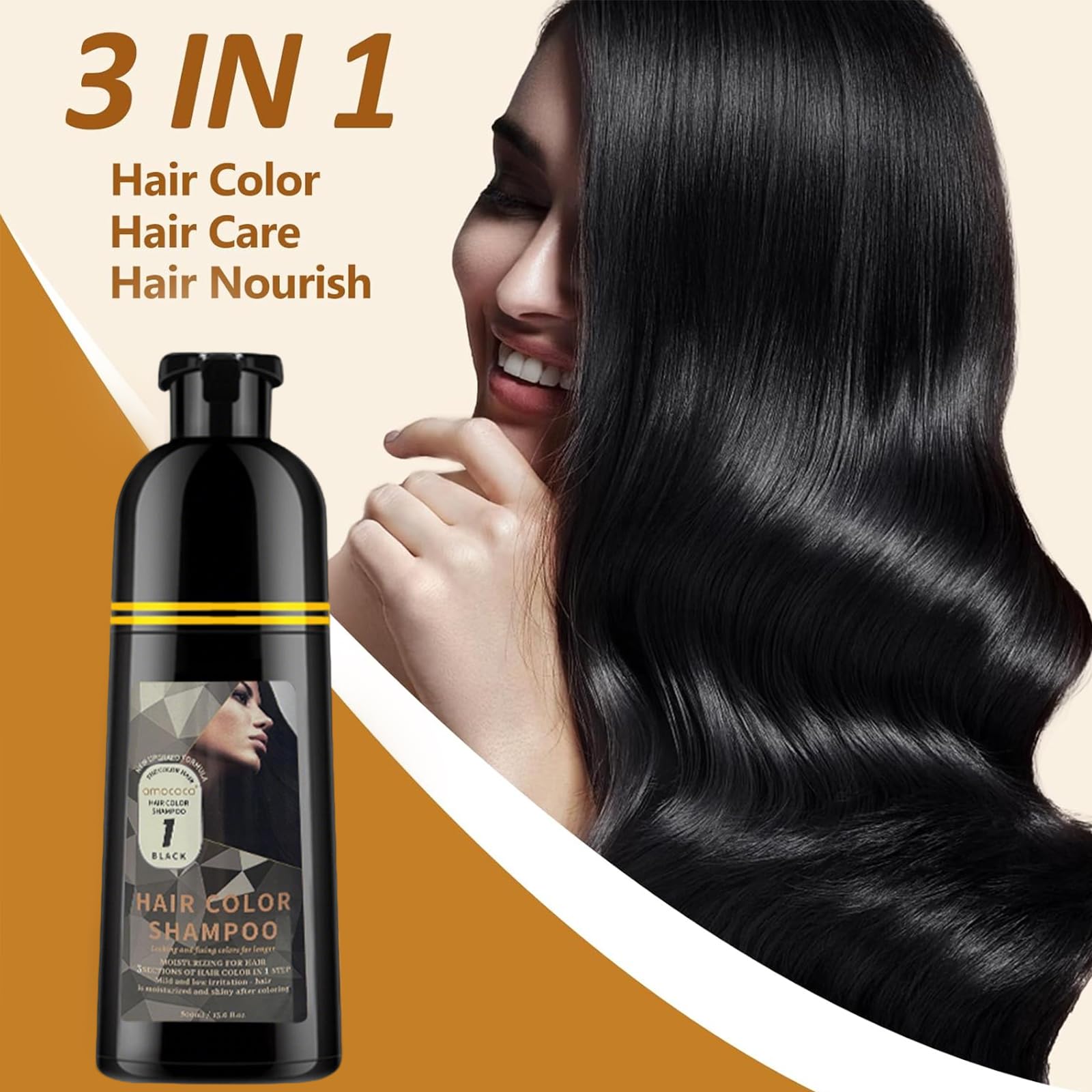 Hair Dye Shampoo 3 in 1 Gray Hair Coverage One-Step Wash-In Hair Dye Shampoos for Color Treated Hair Semi Permanent Hair Color Shampoo for Women & Men 13.6 fl. oz Black product thumbnail 7