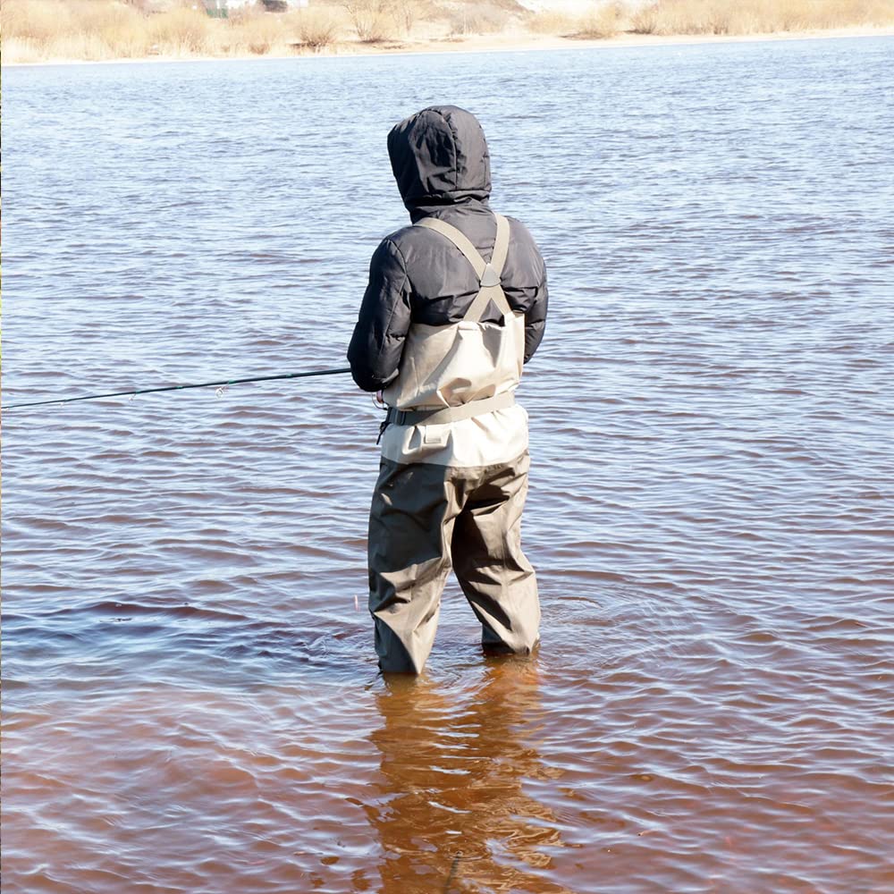 Kylebooker Angelhose Wathosen Herren Atmungsaktiv Atmungsaktiv AngelbekleidungMänner Fliegenfischen Fuß Brust Wathosen Erschwingliche Atmungsaktive wasserdichte Angeln Wathose KB004