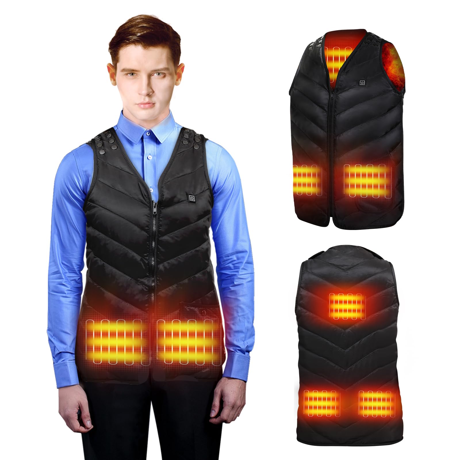 SRVRHeated Jacket Electric Waterproof Heating Vest for Men and Women, 3 Stalls Adjustable Temperature and Size, USB Charging Heated Gilet Jacket Warm Waistcoat without power bank