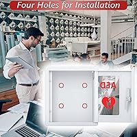 Vista 6 de NLShan Soporte de pared AED para gabinete: caja de almacenamiento de acero para desfibrilador con ventana transparente de PVC y asa