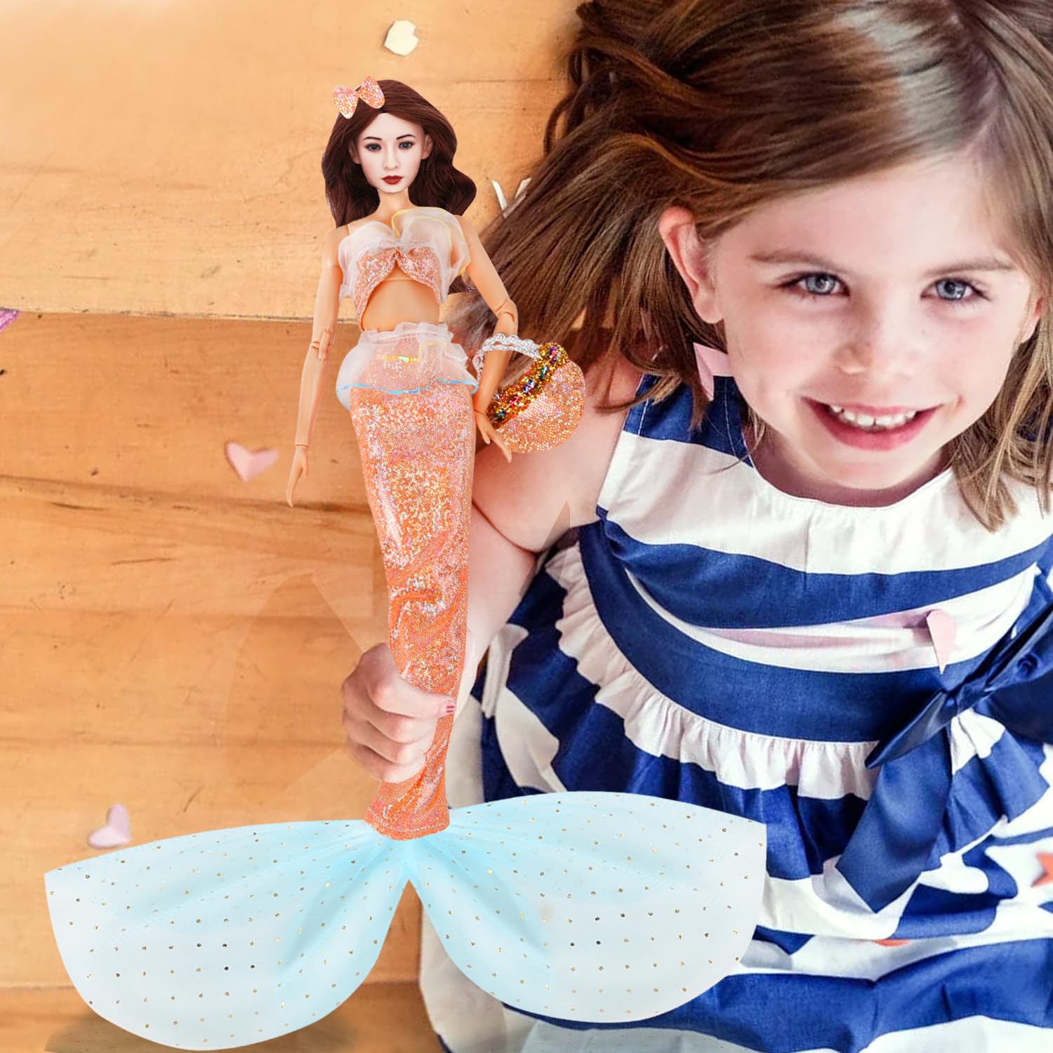 MLcnleS 29Pcs Mermaid Dress for 11.5 Inch Dolls, Include 6 Sets Bikini Swimsuit 6 Tail 6 Handbags 6 Crown 10 Shoes, 11.5'' Doll Clothes and Accessories for Girls Doll Present Christmas