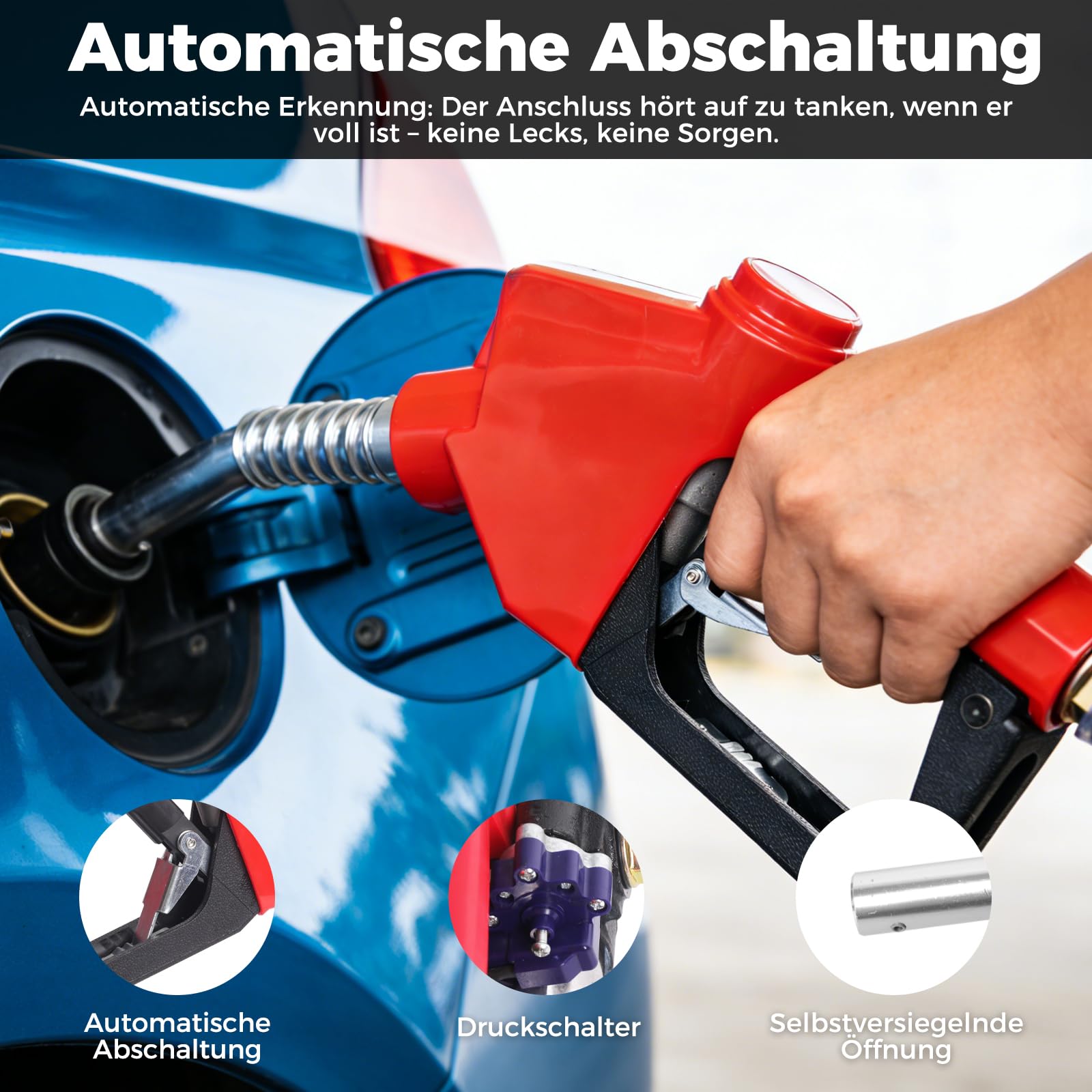 Bostar Akku Dieselpumpe 21V 4.0Ah (Kompatibel mit Makita 18V), 45L/min Heizölpumpe Selbstansaugend (5m) & Förderhöhe 10m, Set mit Automatik-Zapfpistole & 5 Ersatzflügeln, für Traktor & Heizung