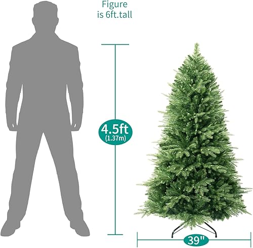 Miniatura 9 de Naomi Home Árbol de Navidad artificial con luces, árbol de Navidad preiluminado con 3692 puntas, árbol de Navidad falso con luces LED multicolor,