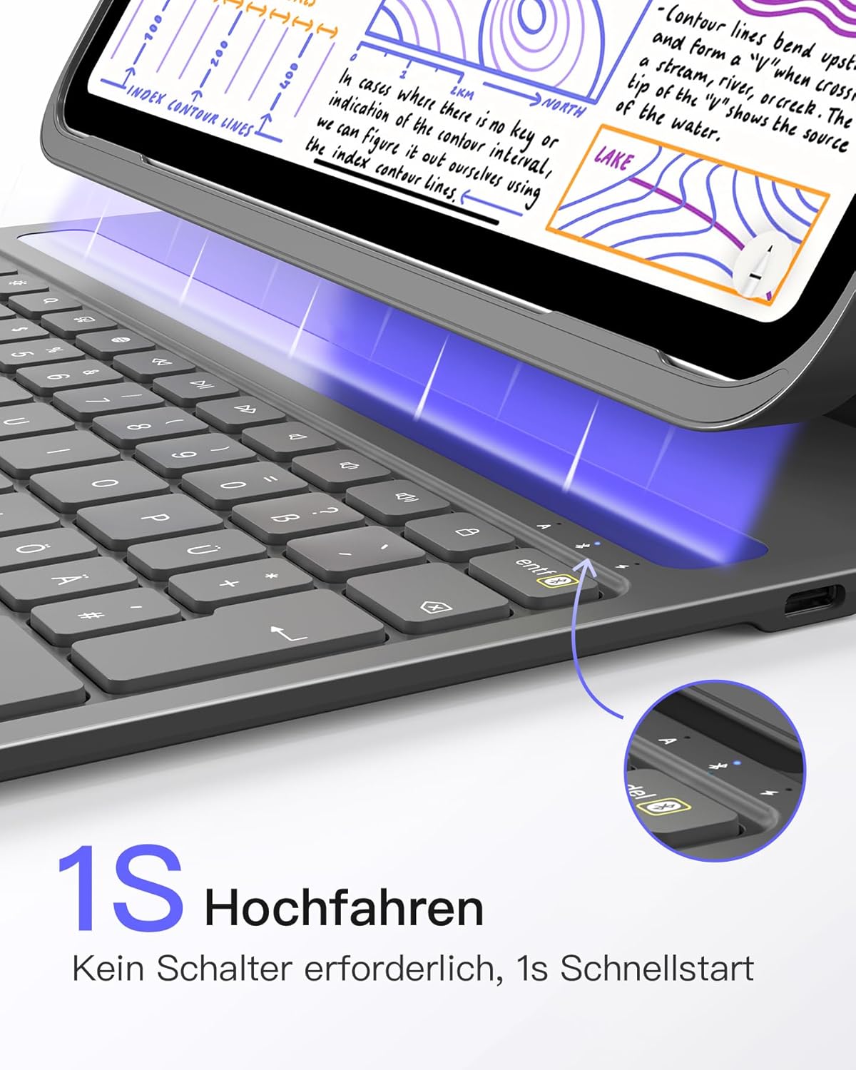 Inateck Keyboard Case Compatible with iPad Air 13 Inch (2024), Ultralight Keyboard Case for iPad Pro 12.9 Inch 6/5/4/3 Gen, QWERTZ, with Pen Holder, BK2007-13