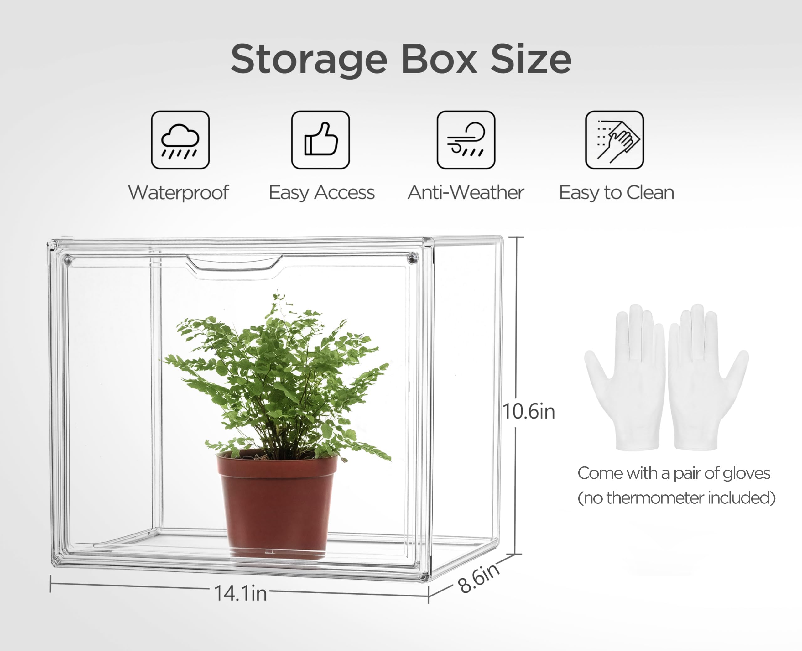 HBlife Mini serra per interni, trasparente, impilabile, con porta magnetica impermeabile per piccole piante, germinazione, serra portatile da tavolo, 36 x 21 x 26 cm (confezione da 5)