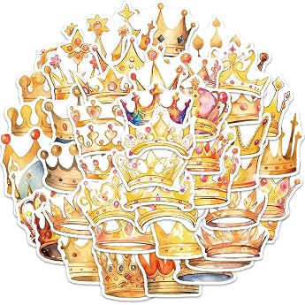 The Crown Sticker Set 50 Pieces Cute Decoration for Car Laptop Skateboard Bicycle Moped Motorcycle Bicycle Computer Suitable for Adults Children