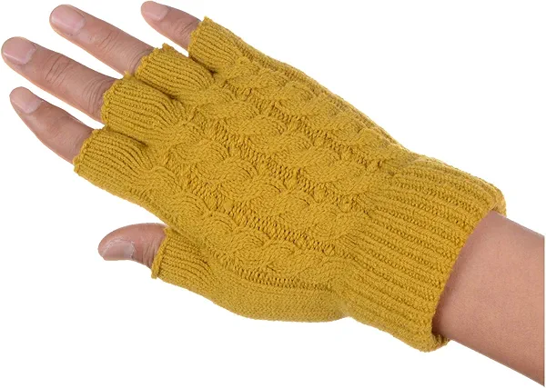 Be Your Own Style BYOS Unisex Winter Fall Soft Cable Fingers Free Fingerless Knit Gloves Stretchy