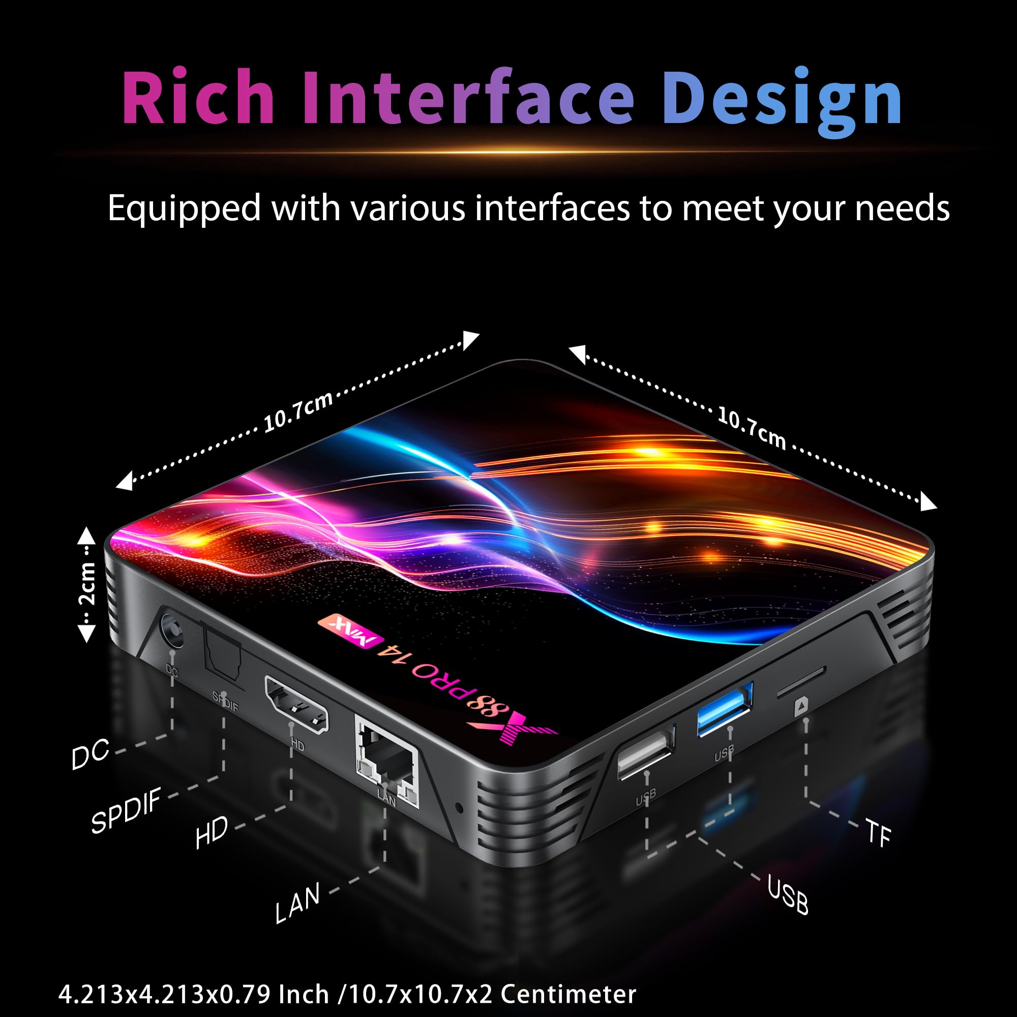 RUPA 8K Android TV Box 14.0, 2026 Ultimo TV Box Android RAM 4G ROM 64G Rockchip RK3528 WiFi6 Enternet 10/100M Bluetooth 5.0 HDR10 HDMI2.1 3D HD Smart TV Box Client di Streaming Multimediale PRO14 MAX