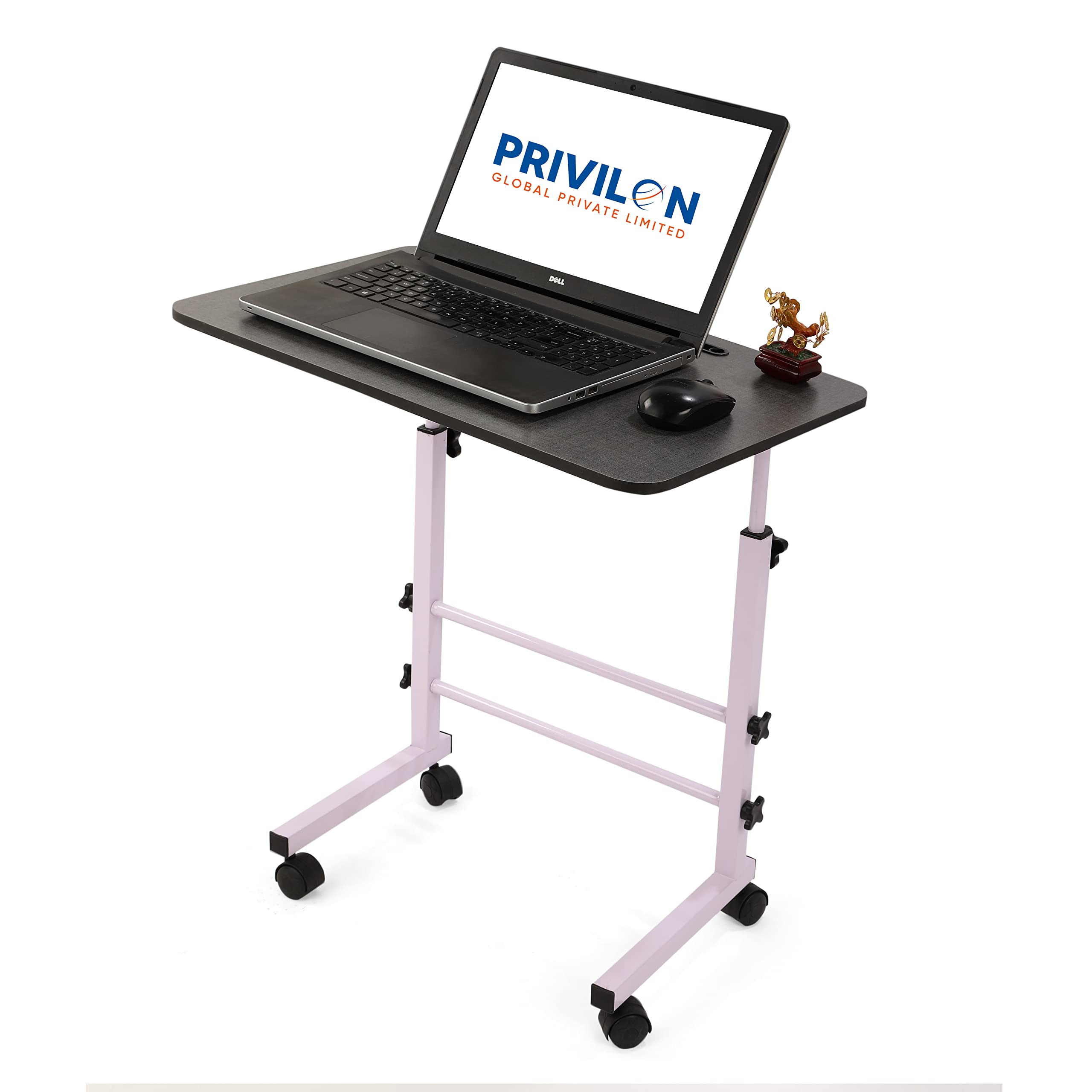 PRIVILON Global Height Adjustable Multipurpose Table for Study, Laptop Table, Portable for Office, Work from Home, Classroom (Black Table with Wight Leg)