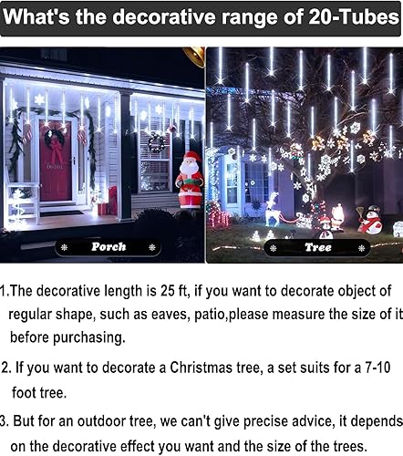 Miniatura 3 de Luces de Navidad para exteriores de 16 pulgadas, 20 tubos, lluvia de meteoritos, impermeable, para decoración de árbol de Navidad, patio, casa,