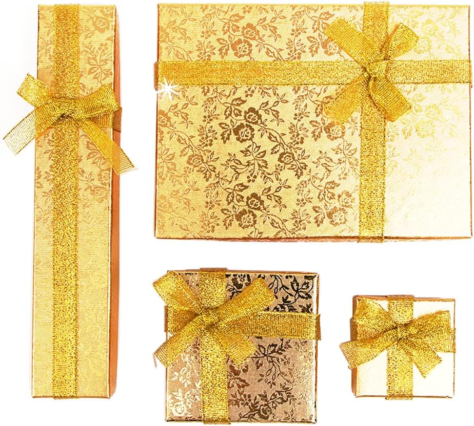 RKC x 4 Pcs Women's CHRISTMAS GOLD JEWELLERY Gift Box Boxes for